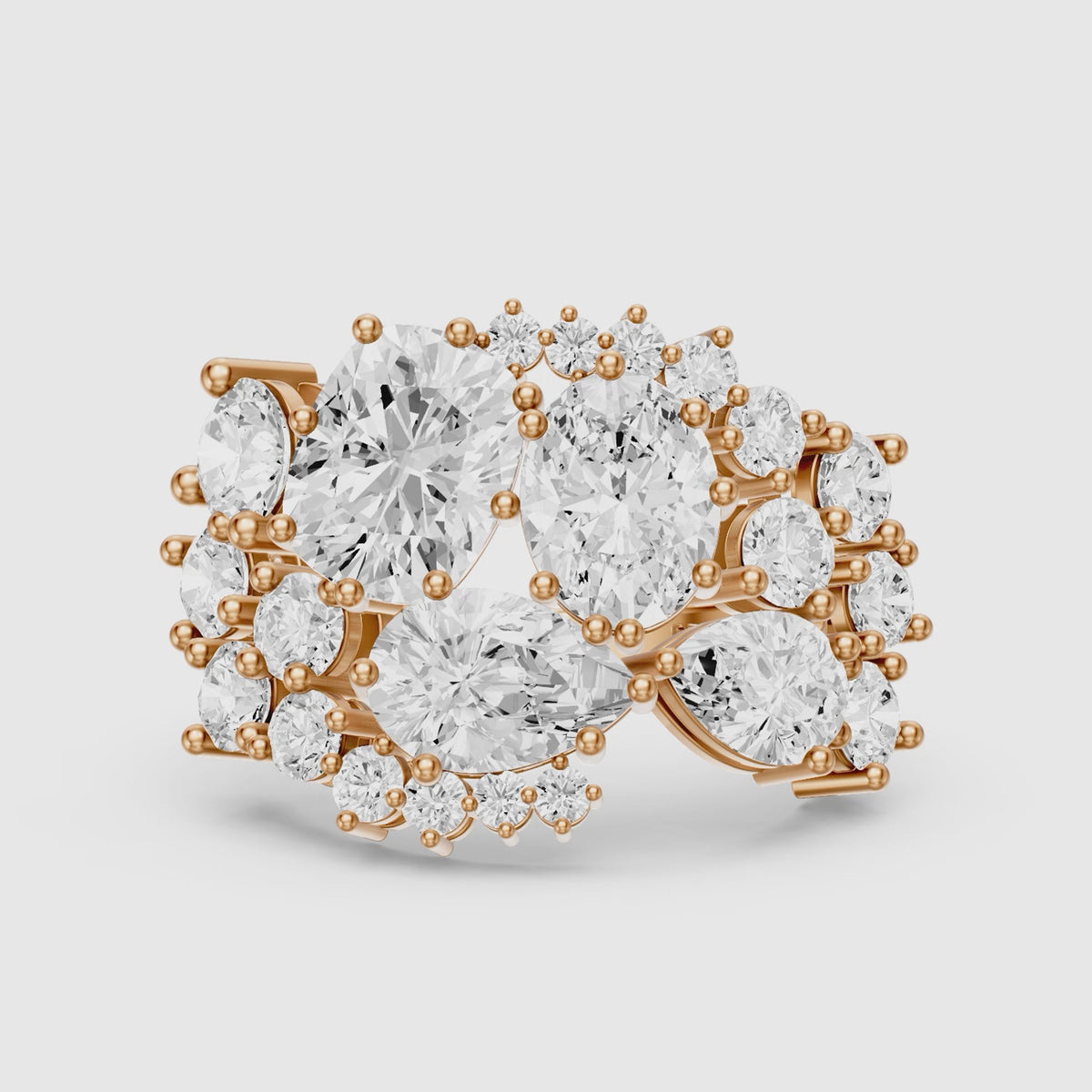 Load video: Lainey Multi Shape Lab Grown Diamond Cluster Engagement Ring