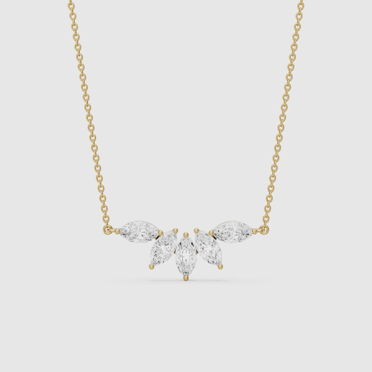 Load video: Sabrina Marquise Cut Lab Grown Diamond Five Stone Necklace