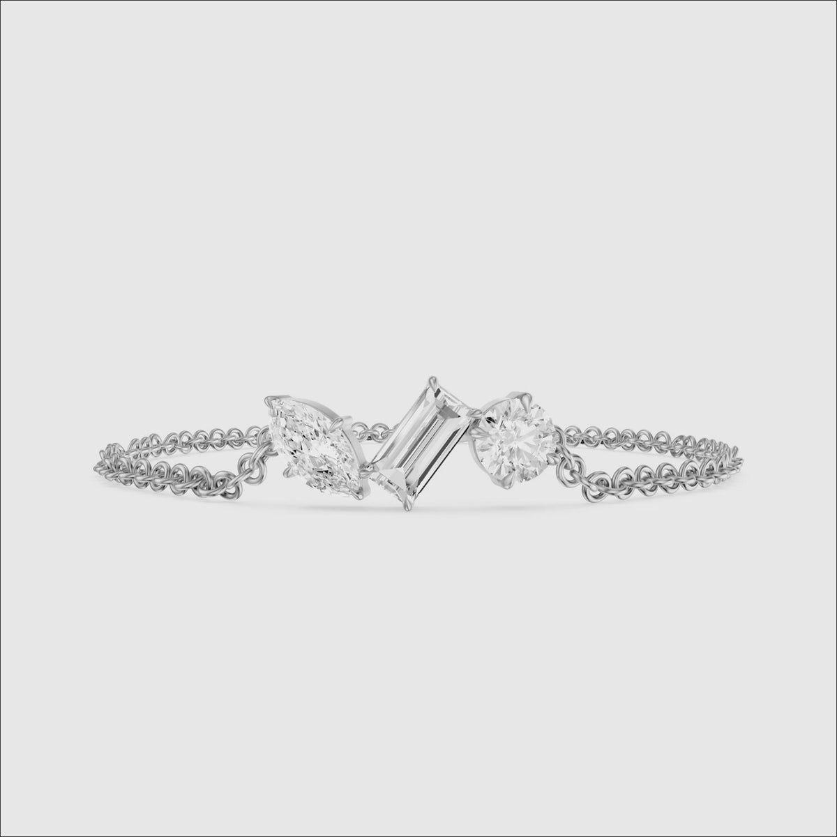 Load video: Dulcie Mixed Shape Lab Grown Diamond Trio Station Chain Bracelet