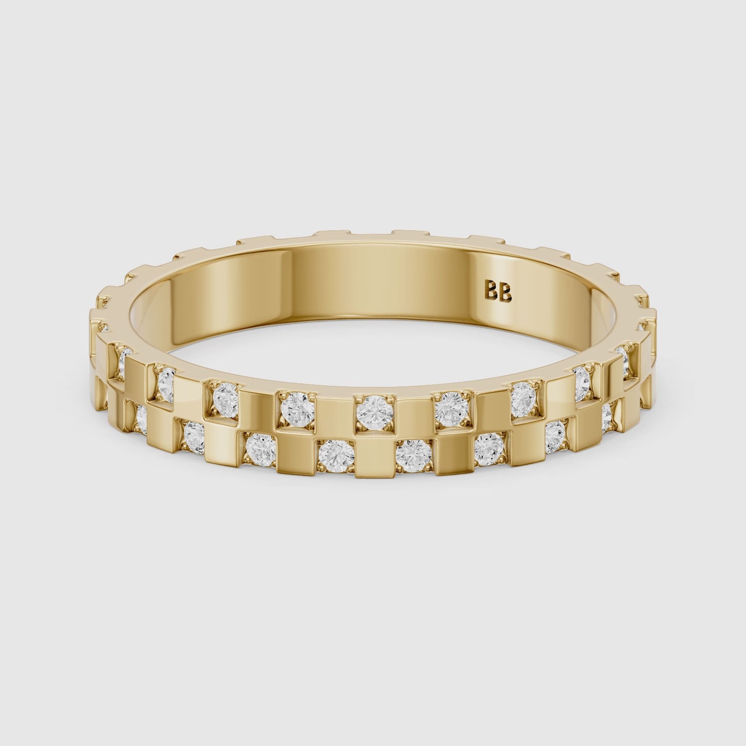 Load video: Carly oval cut Round Lab Diamond Alternating Link Eternity Cigar Band