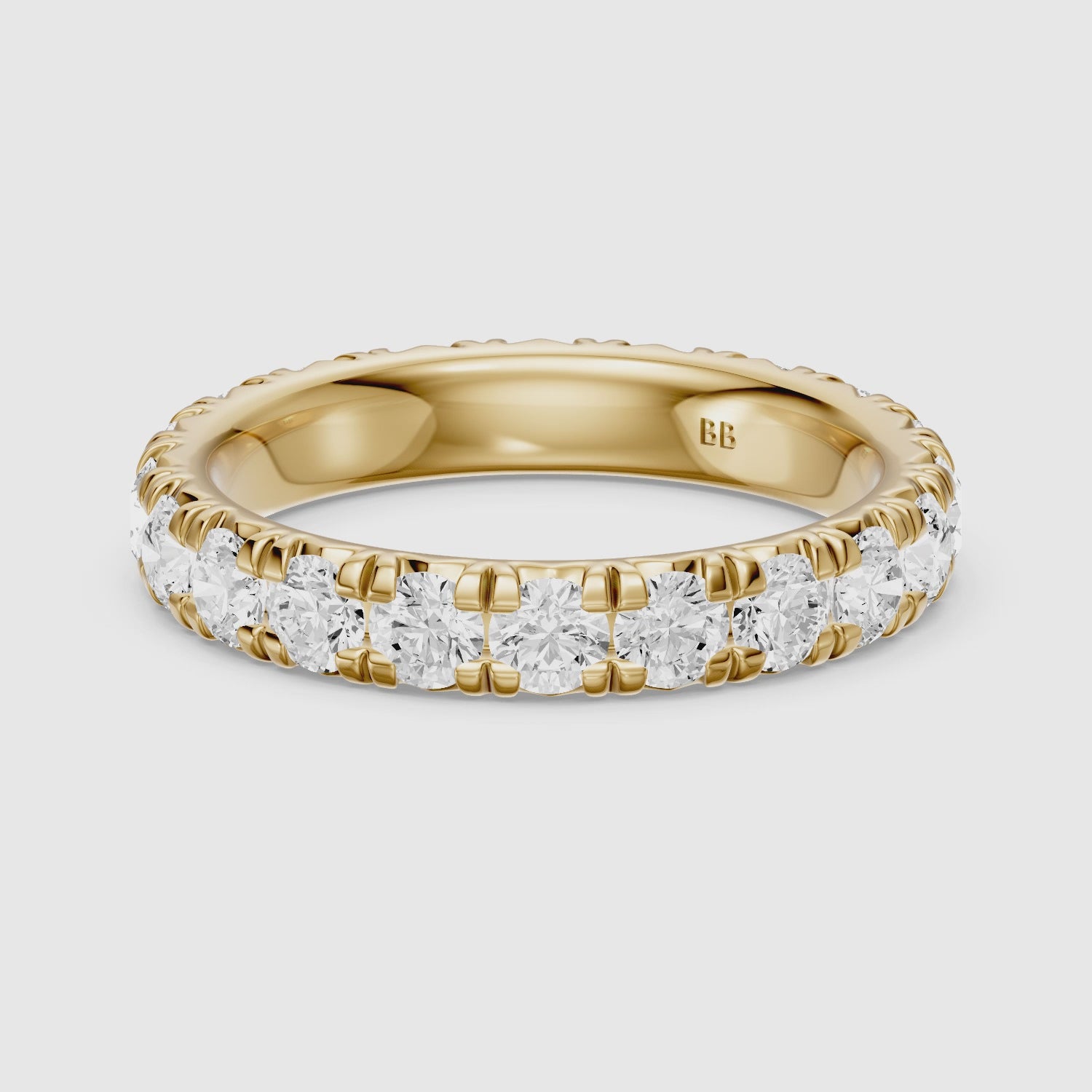 Load video: Emma Round Cut French Pave Lab Grown Diamond Stackable Eternity Band