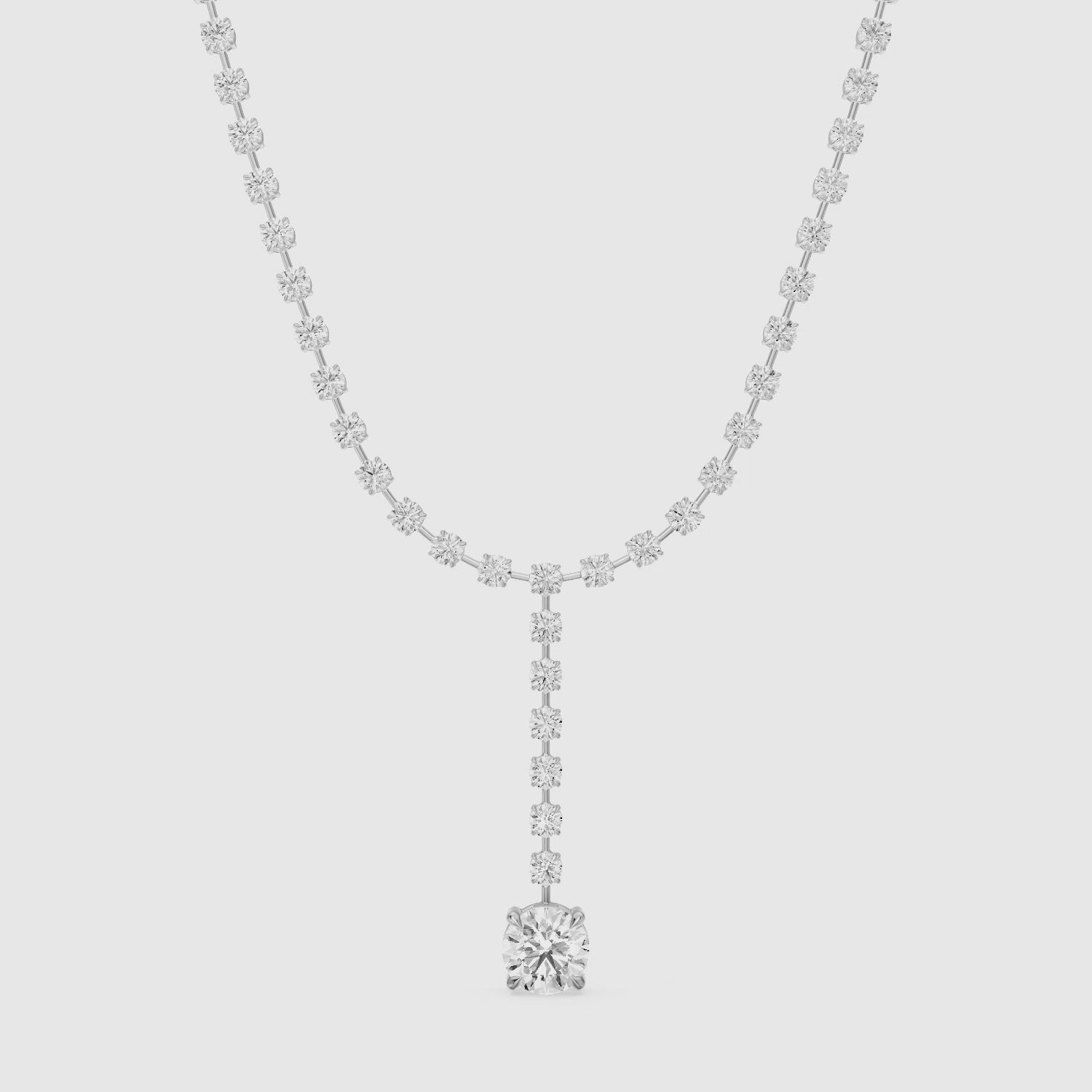 Load video: Emilia Round Cut Lab Grown Diamond Linear Drop Tennis Necklace