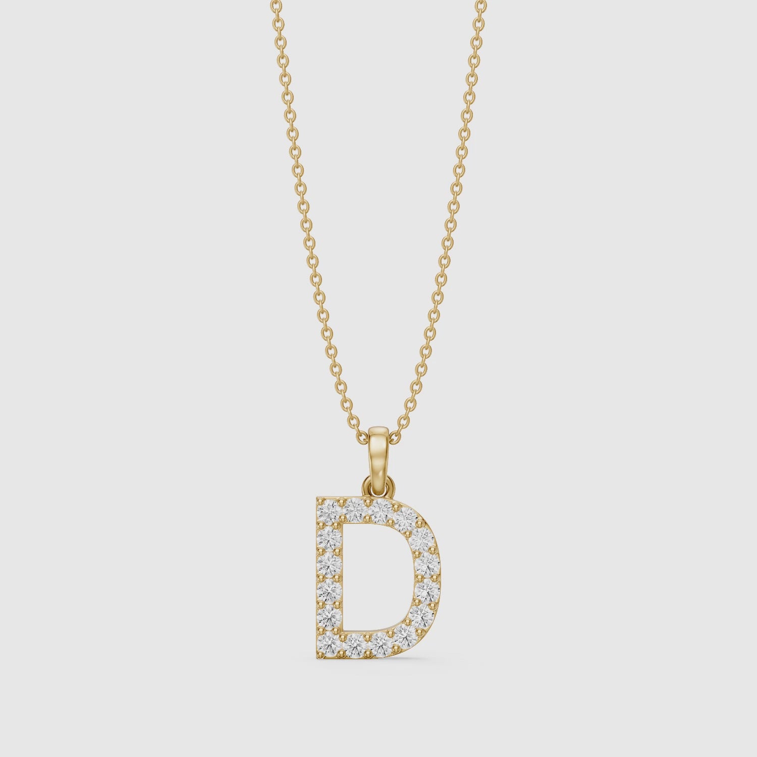 Load video: Bailey Lab Grown Diamond D Initial Pendant Necklace