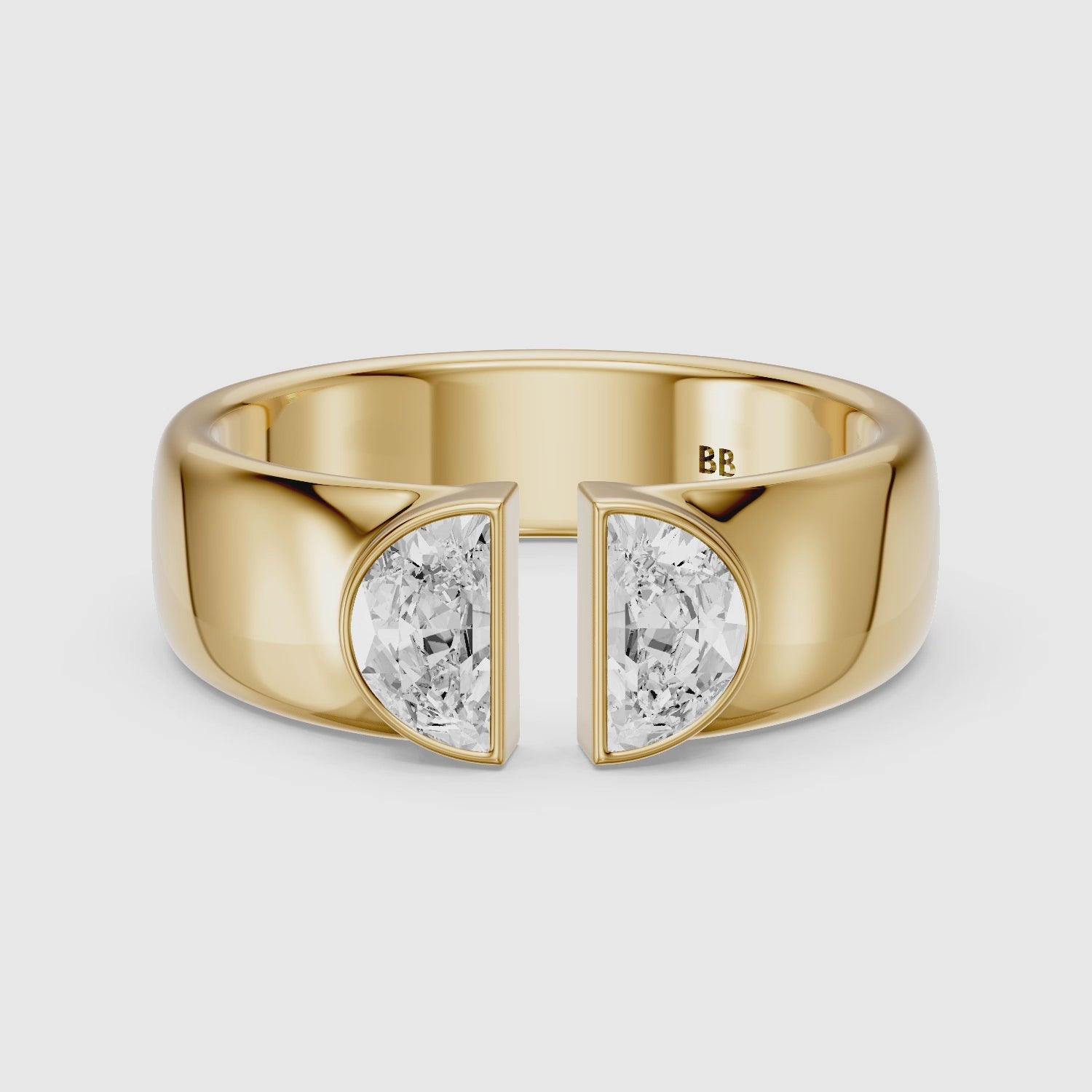 Load video: Lainey Half Moon Cut Lab Diamond Open Gap Cigar Band