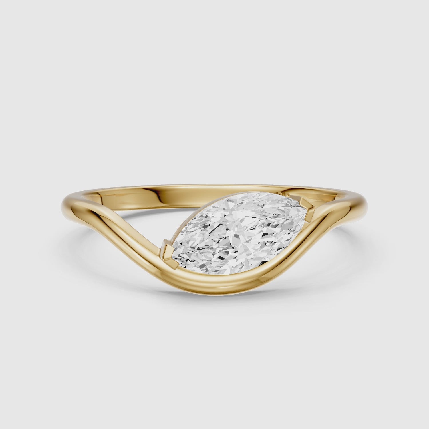 Load video: Lillian Marquise Cut East West Solitaire Moissanite Diamond Ring