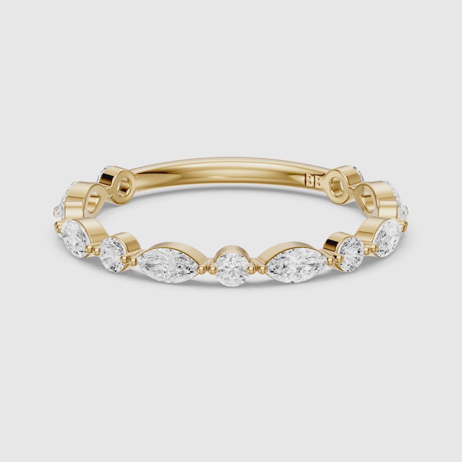 Load video: Zendaya Marquise and Round Eternity Lab Grown Diamond Wedding Band