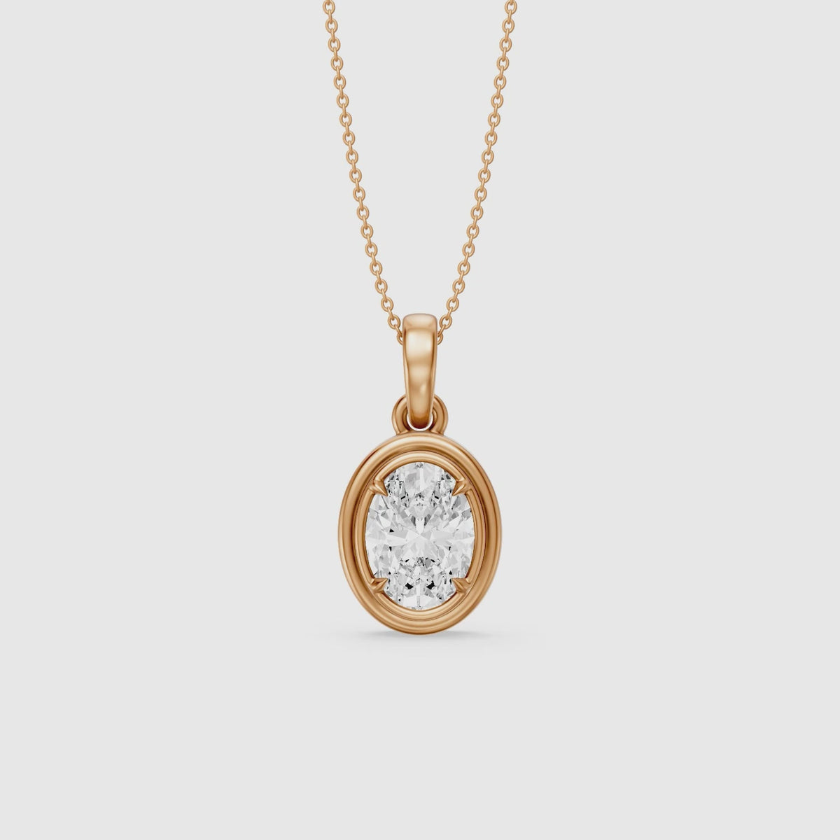 Load video: Teagan Oval Lab Grown Diamond Bezel With Prong Setting Pendant