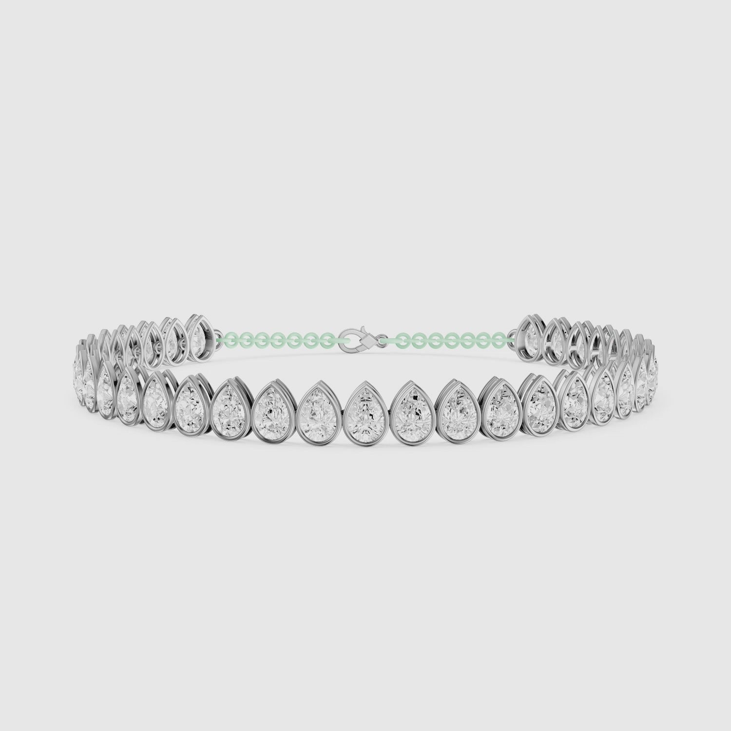 Load video: Jenielle Pear Lab Grown Diamond Bezel Tennis Bracelet