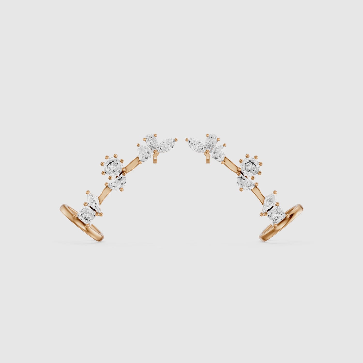 Load video: Sarai Multi Shape Lab Grown Diamond Ear Cuff Earrings