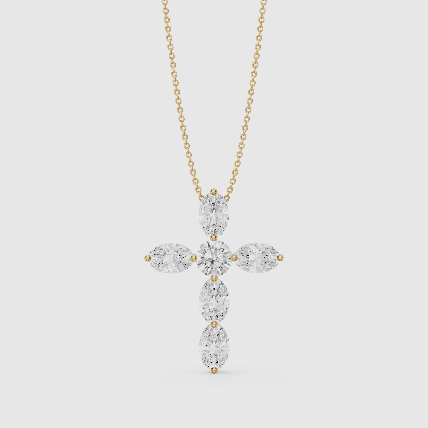 Load video: Petra Oval Lab Grown Diamond Cross Pendant
