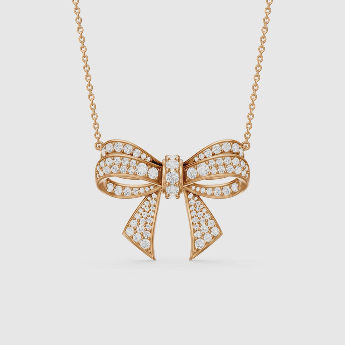 Load video: Kimberly Round Lab Grown Diamond Bow Pendant