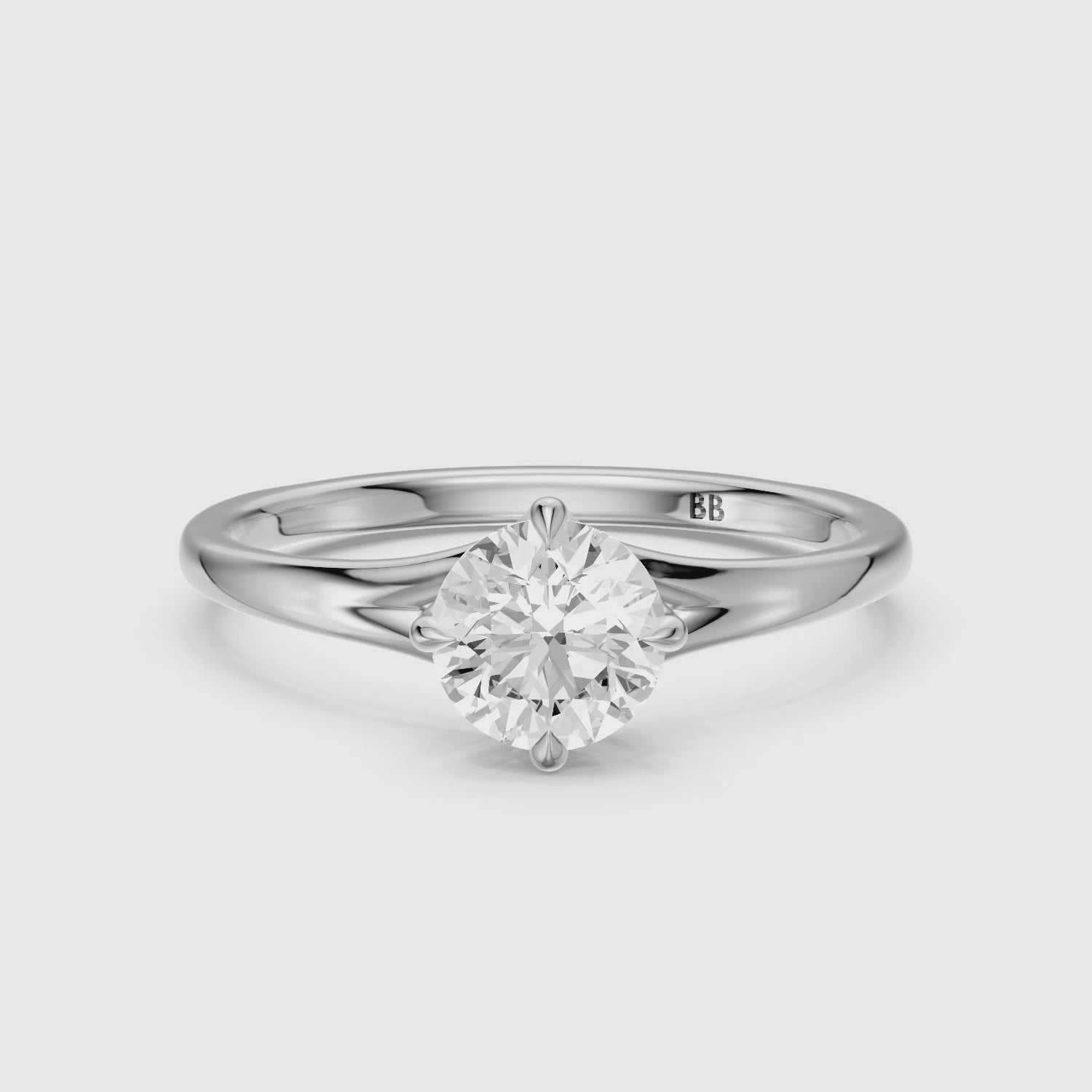 Load video: Aubrie Round Cut Split Shank Solitaire Lab Grown Diamond Ring