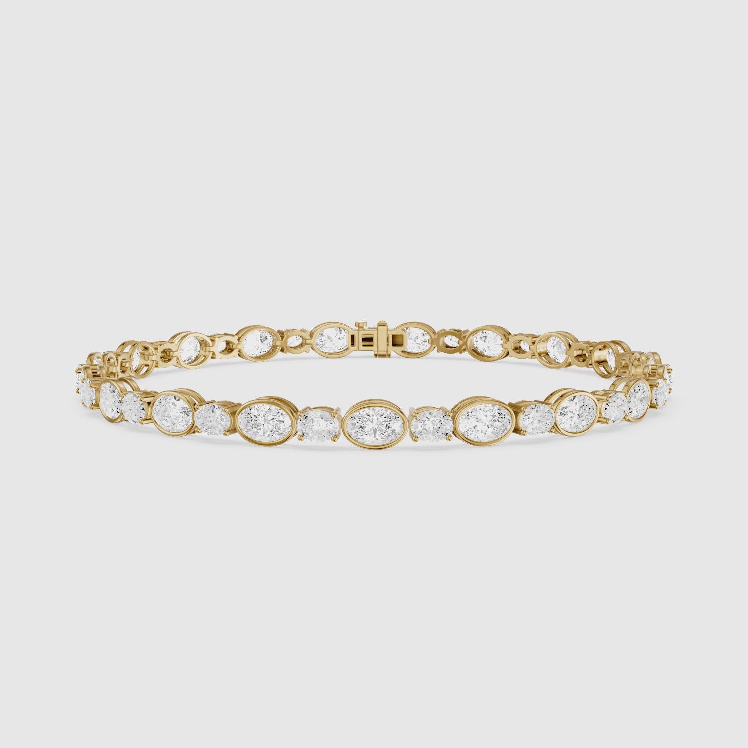 Load video: Aliyah Bezel Oval Alternating Lab Grown Diamond Tennis Bracelet