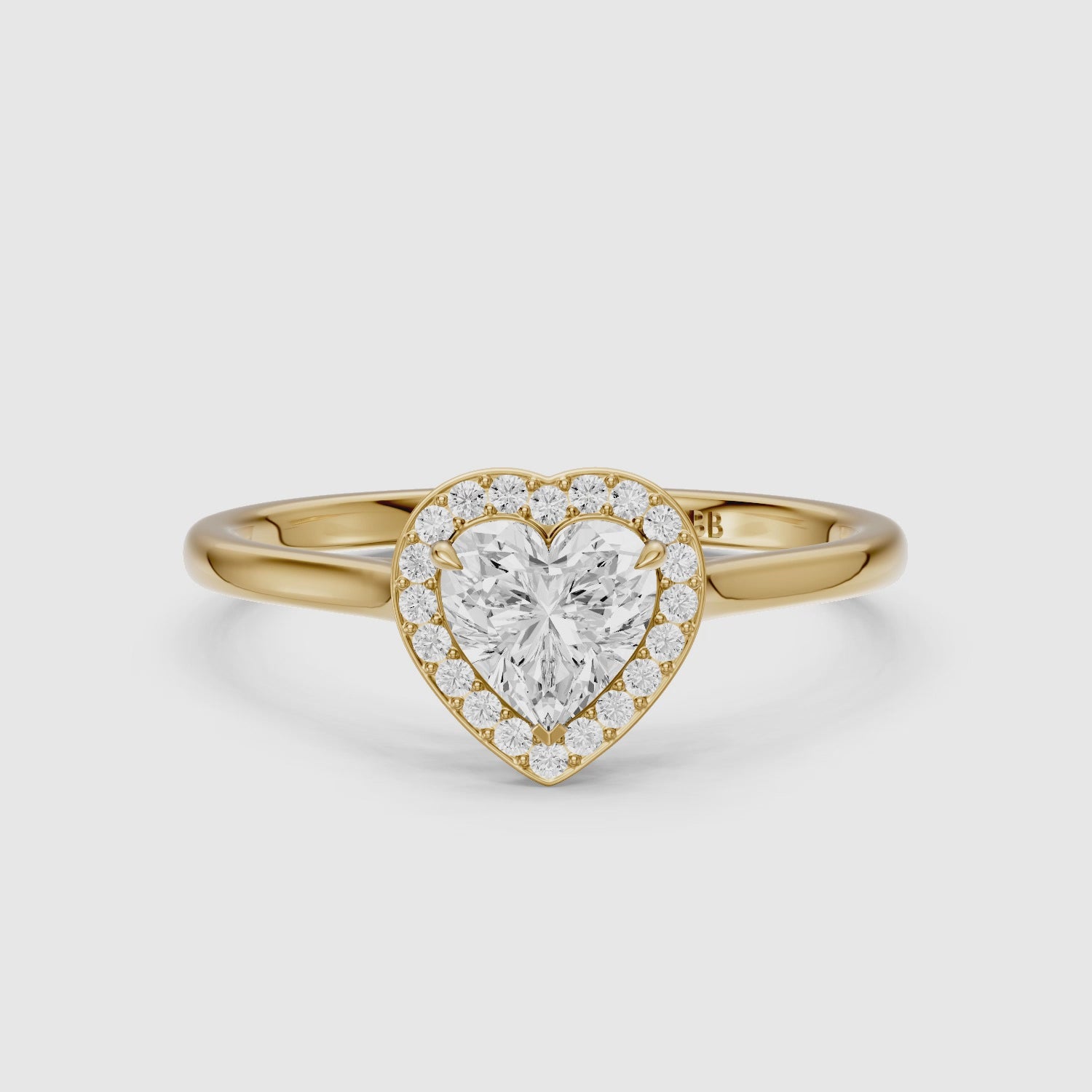 Load video: Brooke Heart Diamond Halo Cathedral Style Lab Grown Engagement Ring