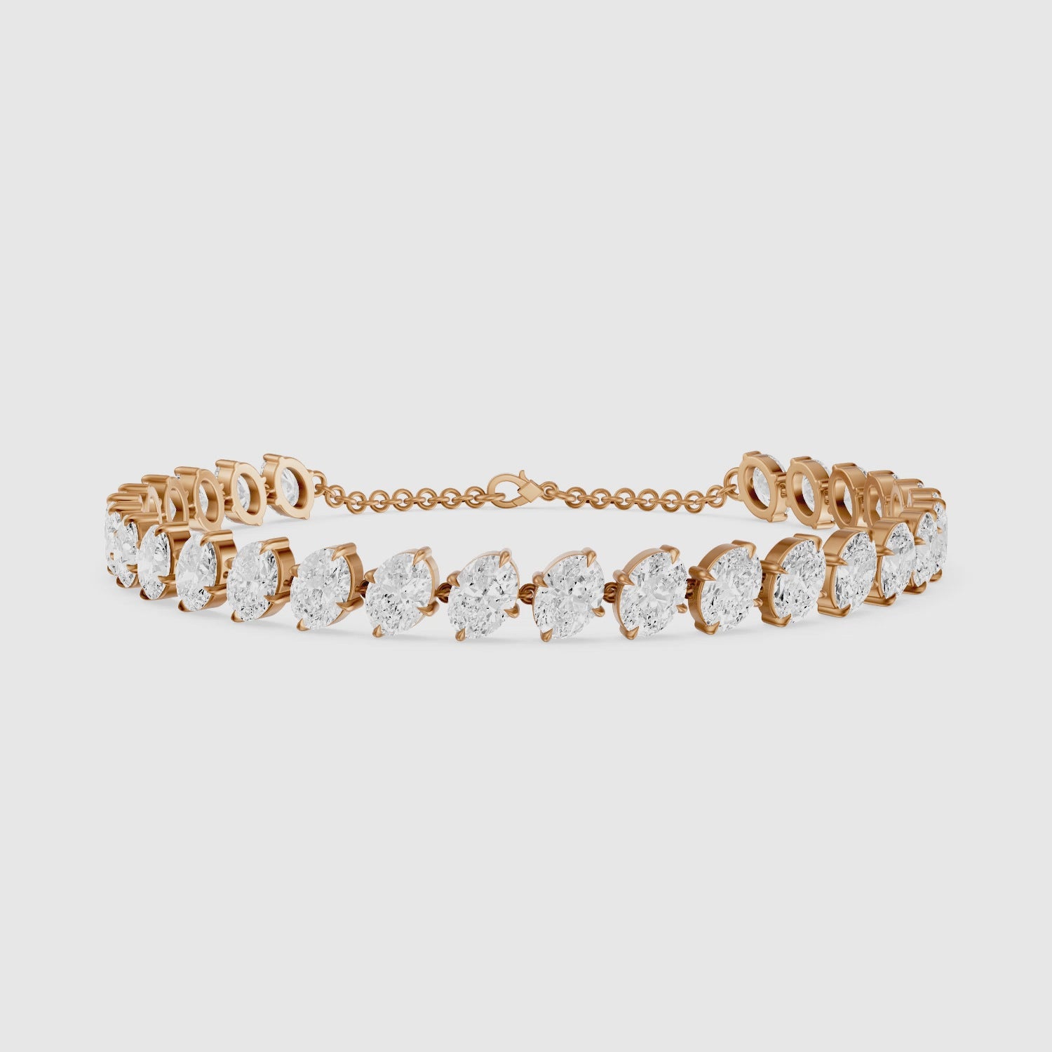Load video: Kaylin Oval Lab Grown Diamond Four Prong Tennis Bracelet