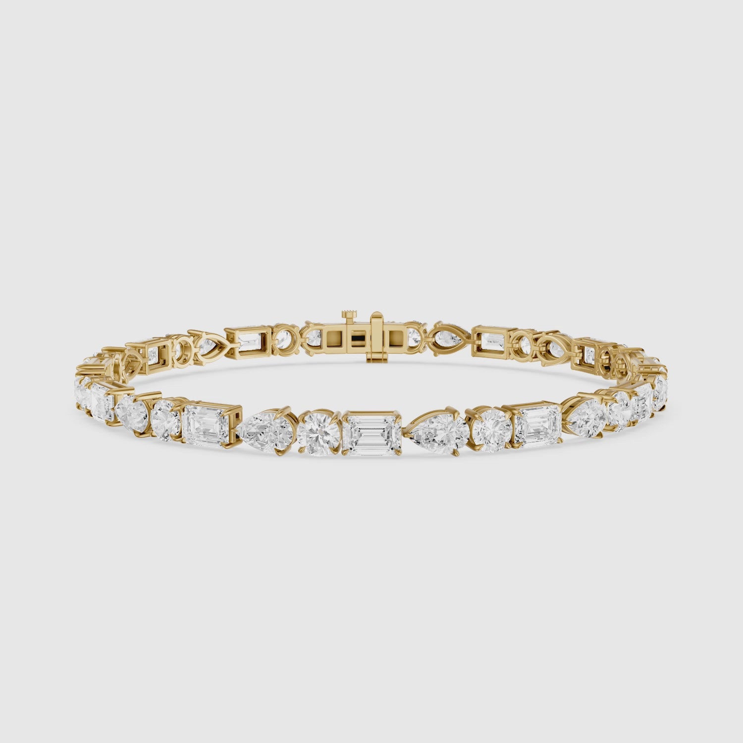 Load video: Kailene Pear, Round and Emerald Cut Lab Grown Diamond Tennis Bracelet