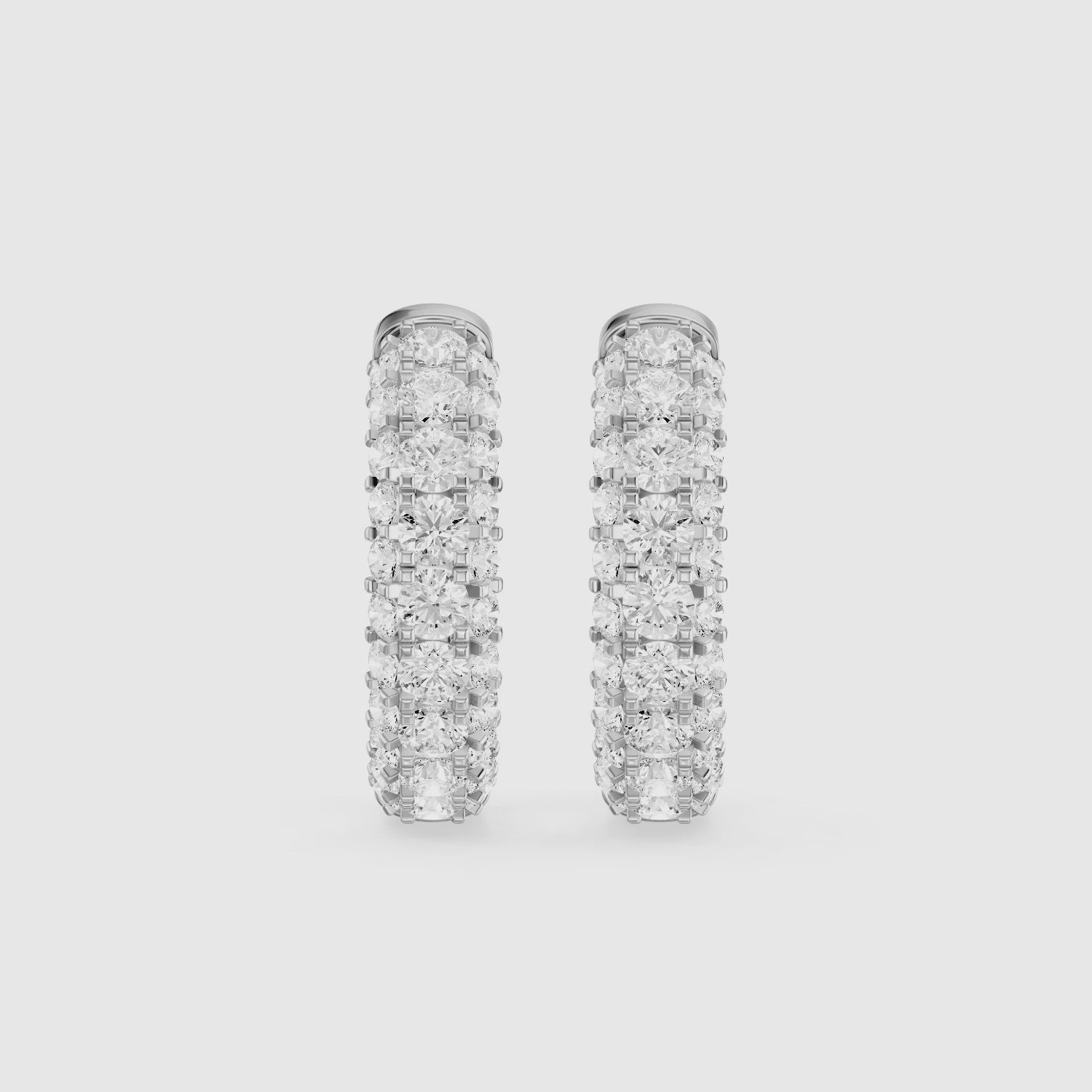 Load video: Anthea Round Lab Grown Diamond Chunky Pave Huggie Hoop Earrings