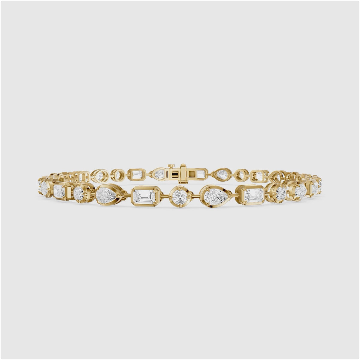 Load video: Ezra Pear, Emerald Cut and Round Lab Grown Diamond Tennis Bracelet