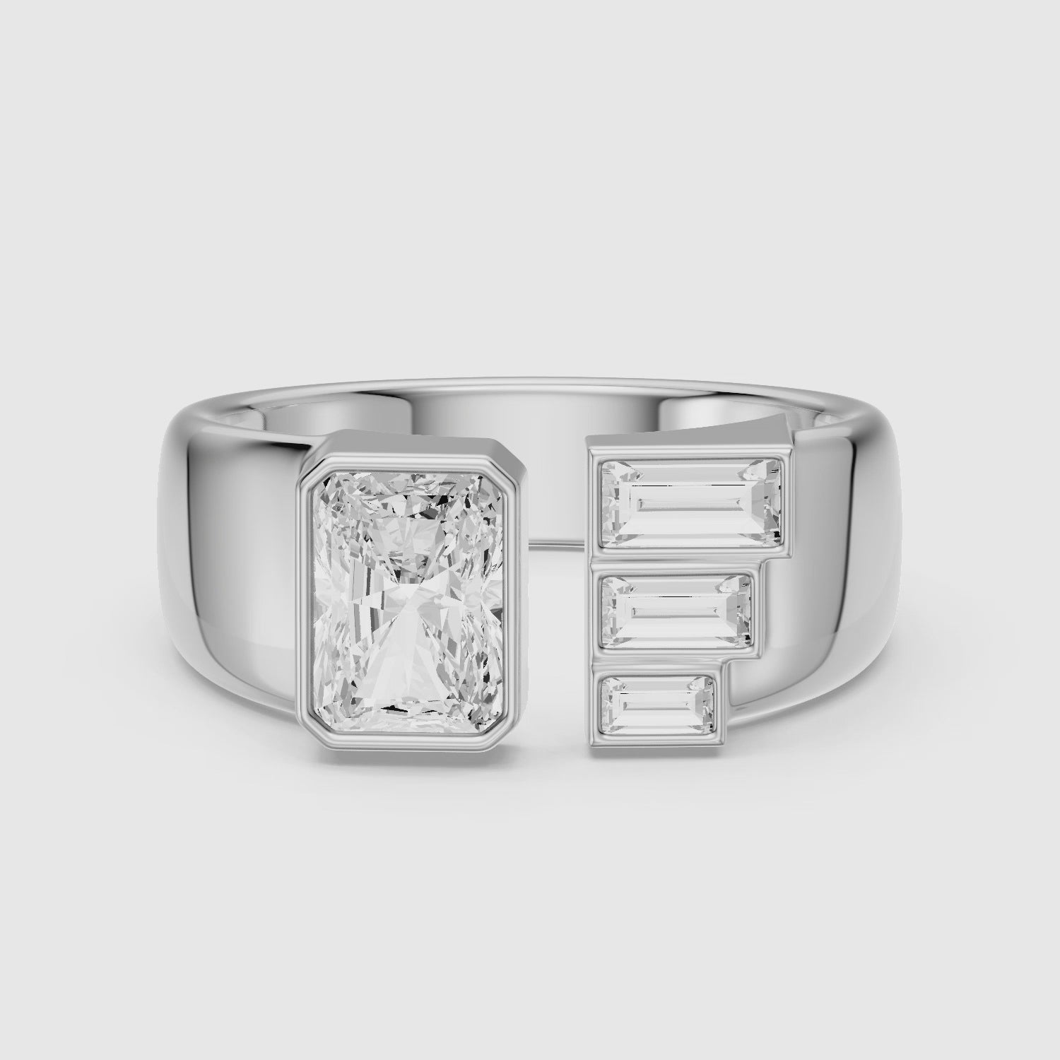 Load video: Giulia Radiant Cut Lab Diamond Graduated Baguette Cigar Band