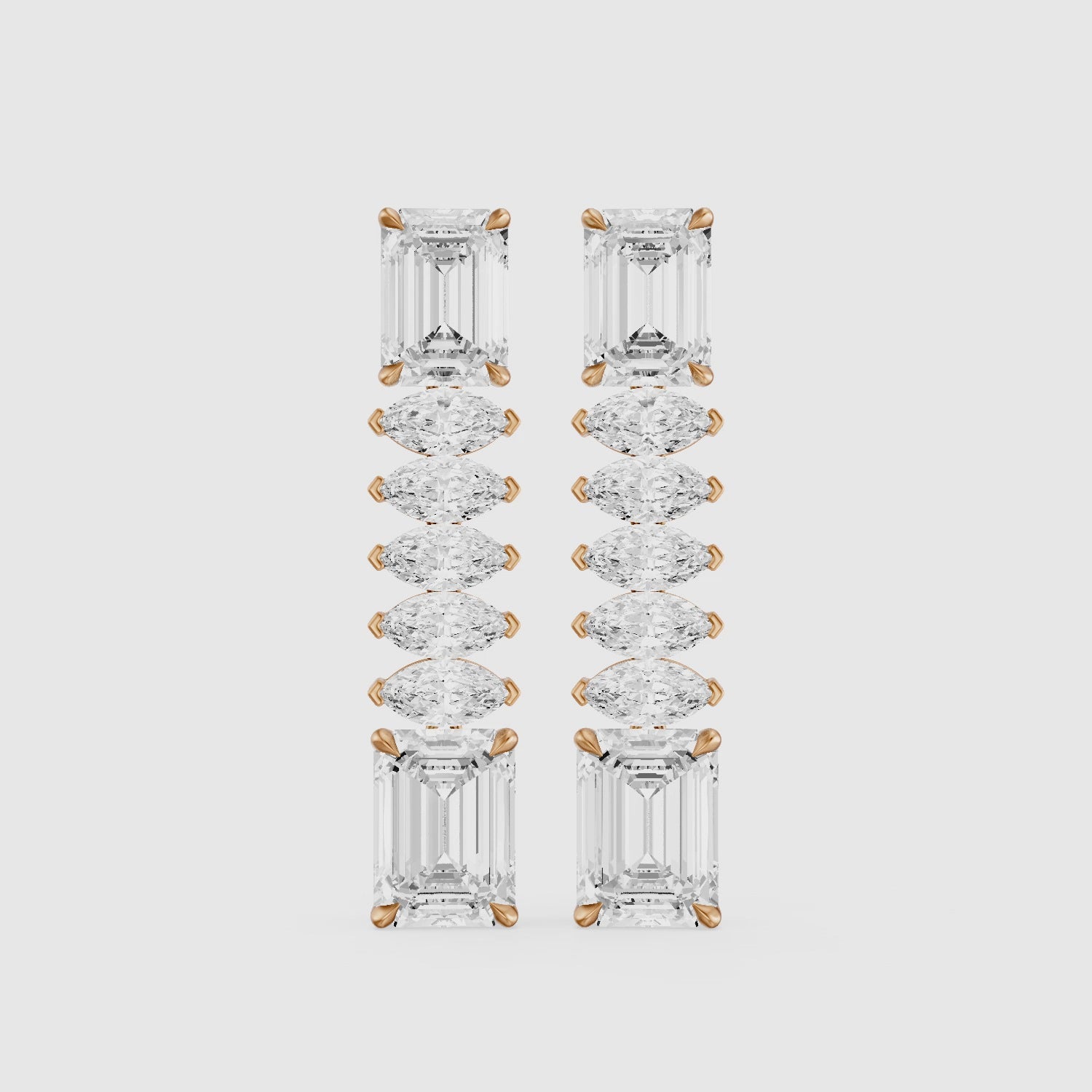 Load video: Harriet Emerald Cut and Marquise Lab Grown Diamond Linked Drop Earrings