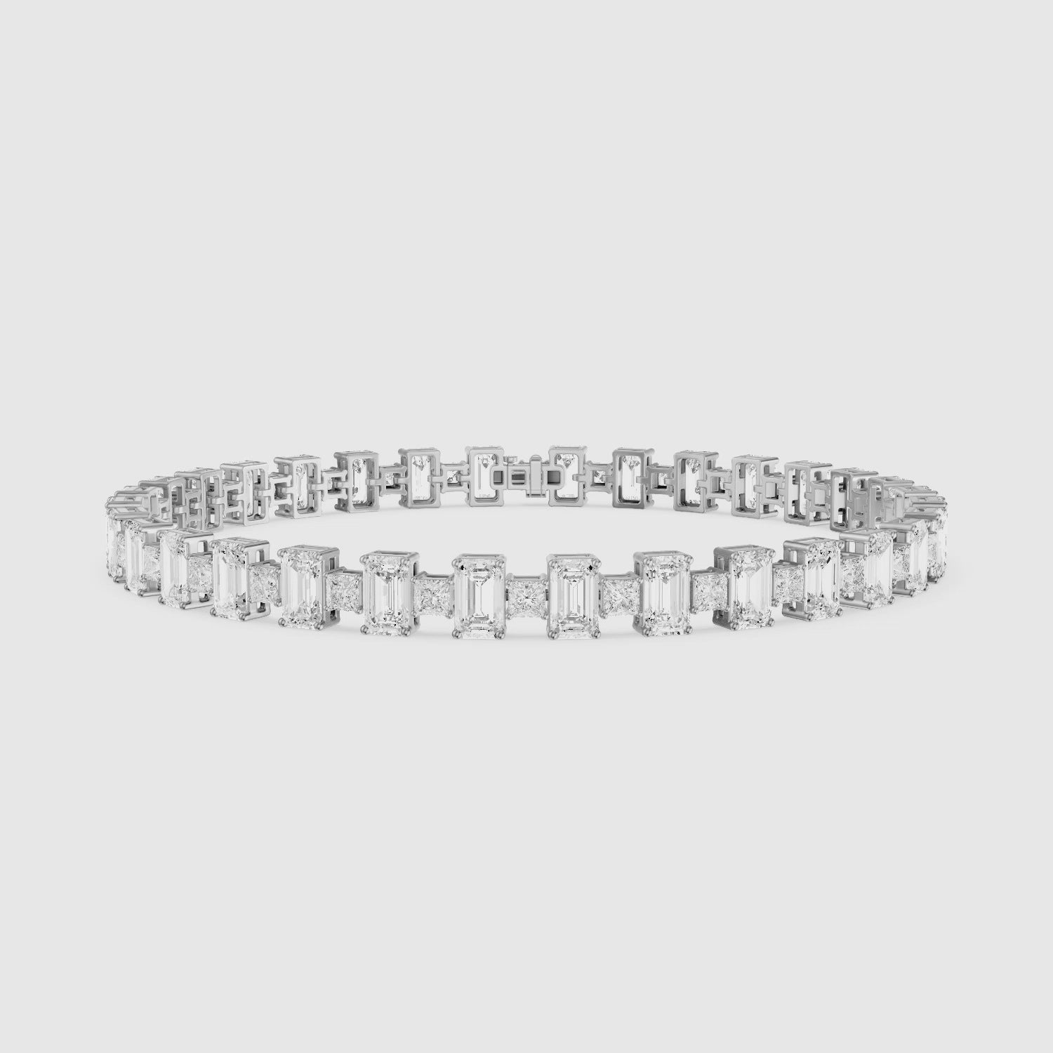 Load video: Corsima Emerald and Princess Cut Lab Grown Diamond Tennis Bracelet