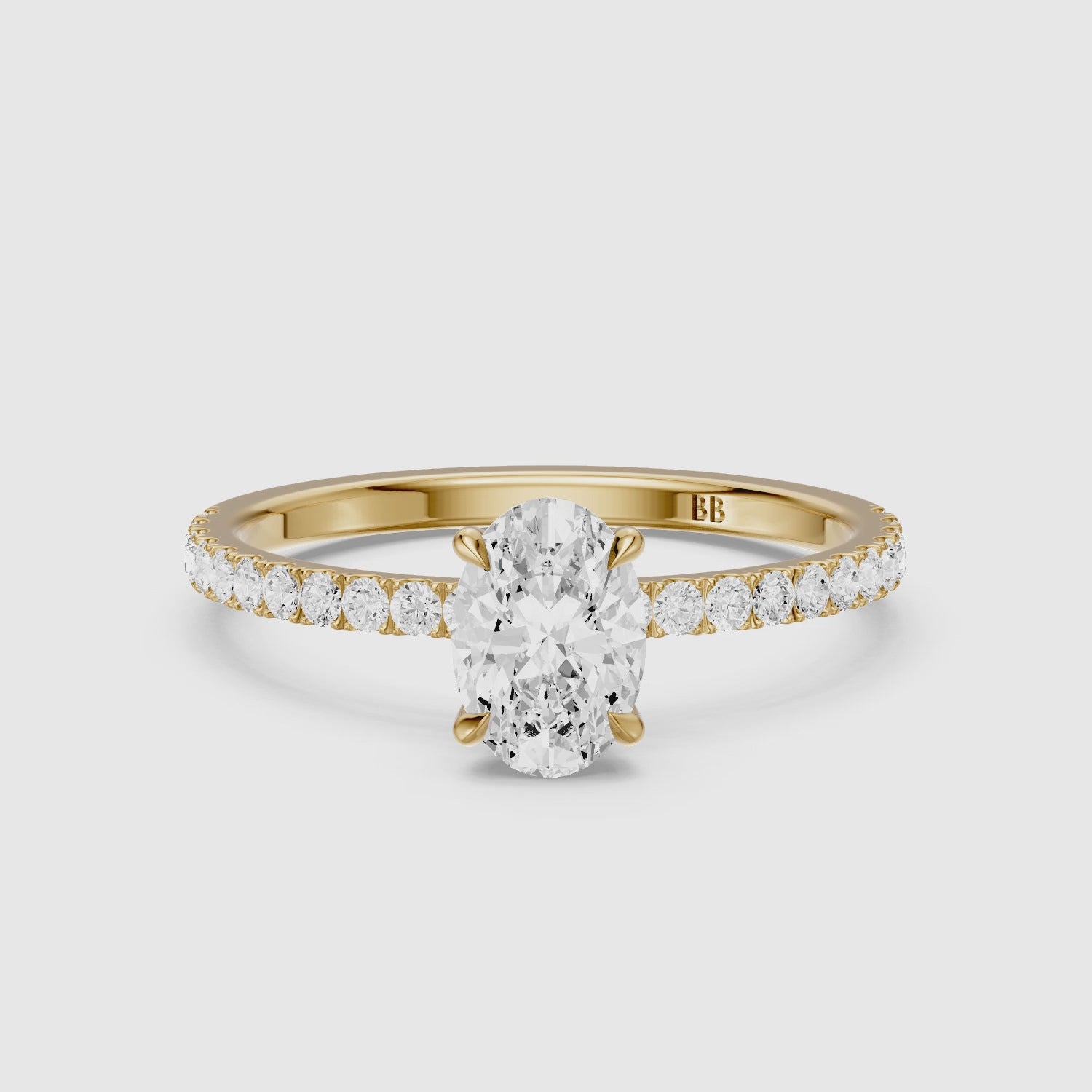 Load video: Karrisa Oval Cut Hidden Halo Pave Lab Grown Diamond Ring