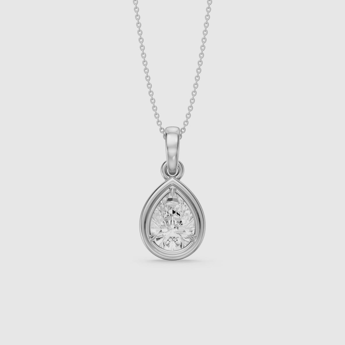 Load video: Shirley Double Bezel with Prong Set Pear Lab Grown Diamond Pendant