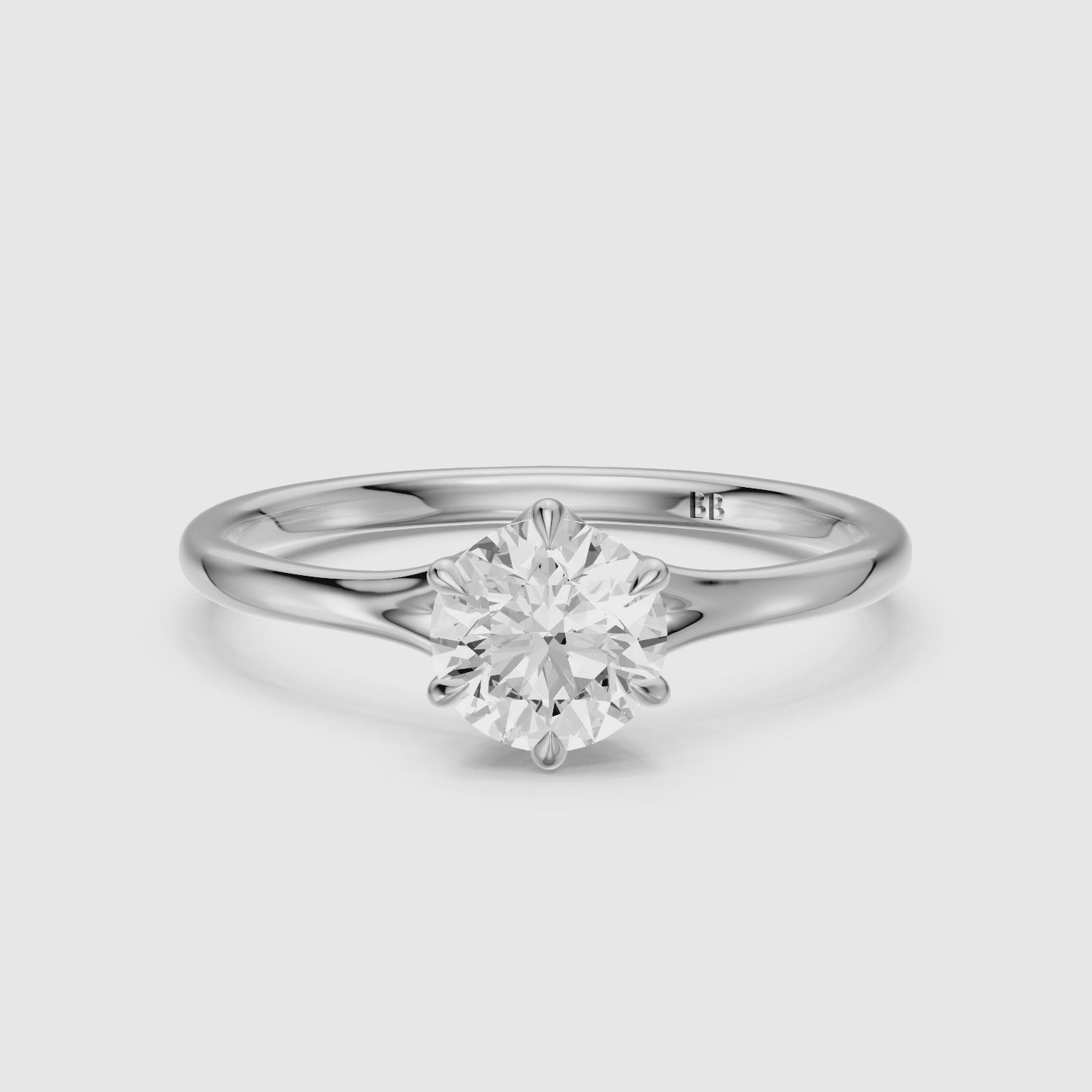 Load video: Dakota 6 Prong Round Cut Solitaire Split Shank Lab Grown Diamond Ring