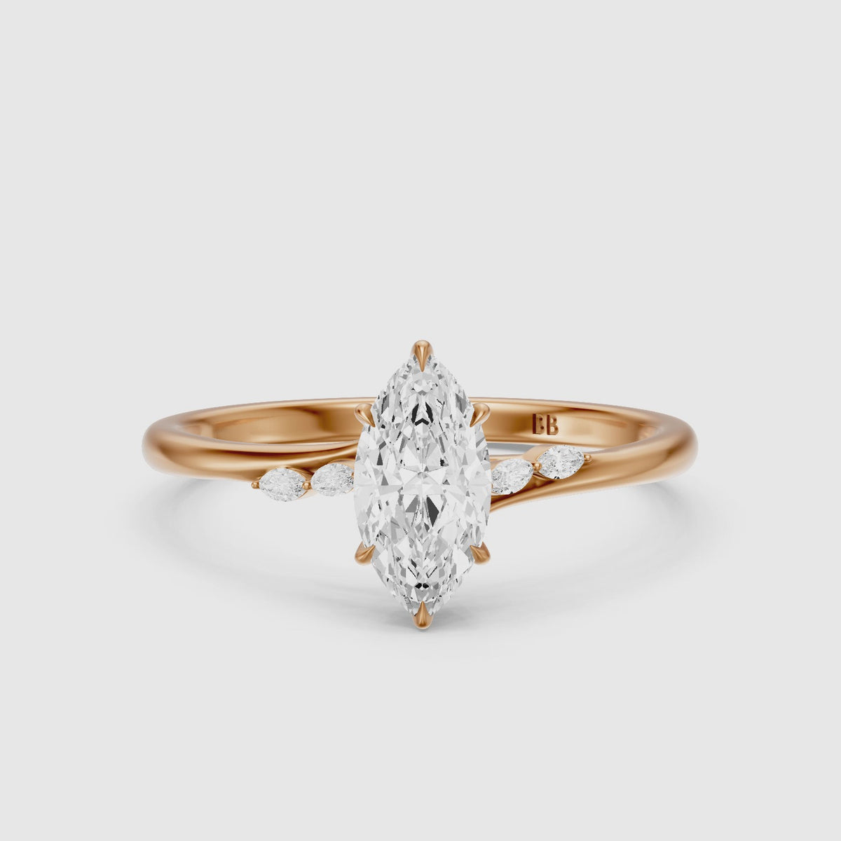 Load video: Sia Marquise Cut Hidden Halo Side Marquise Lab Grown Diamond Ring