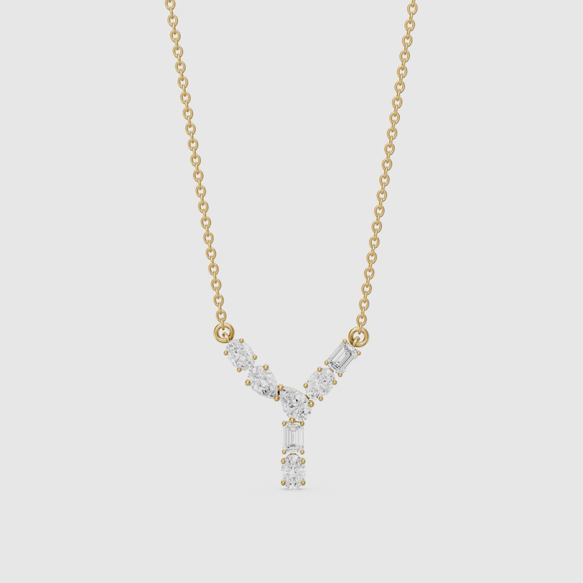 Load video: Noelia Multi Shape Lab Grown Diamond Initial Y Pendant