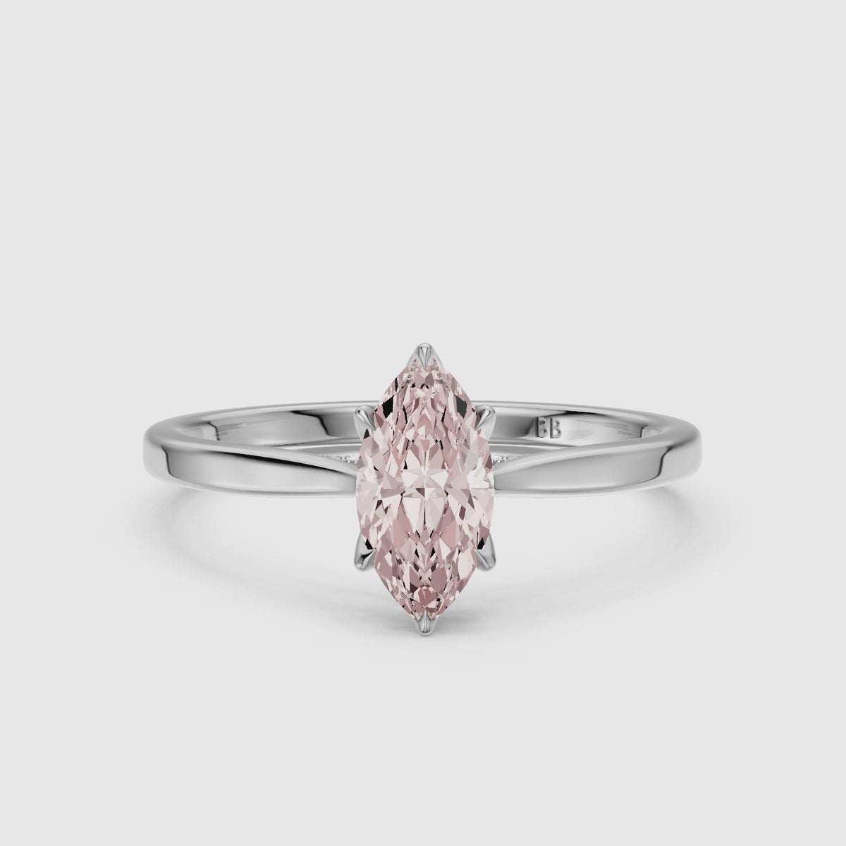 Load video: Isabeau Marquise Pink Lab Grown Diamond Hidden Halo Ring with Tulip Setting