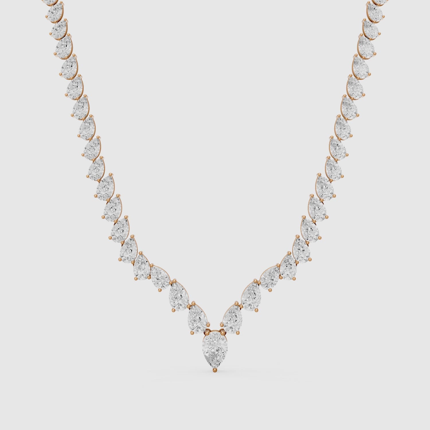 Load video: Summer Pear Cut Lab Diamond V Shape Tennis Necklace