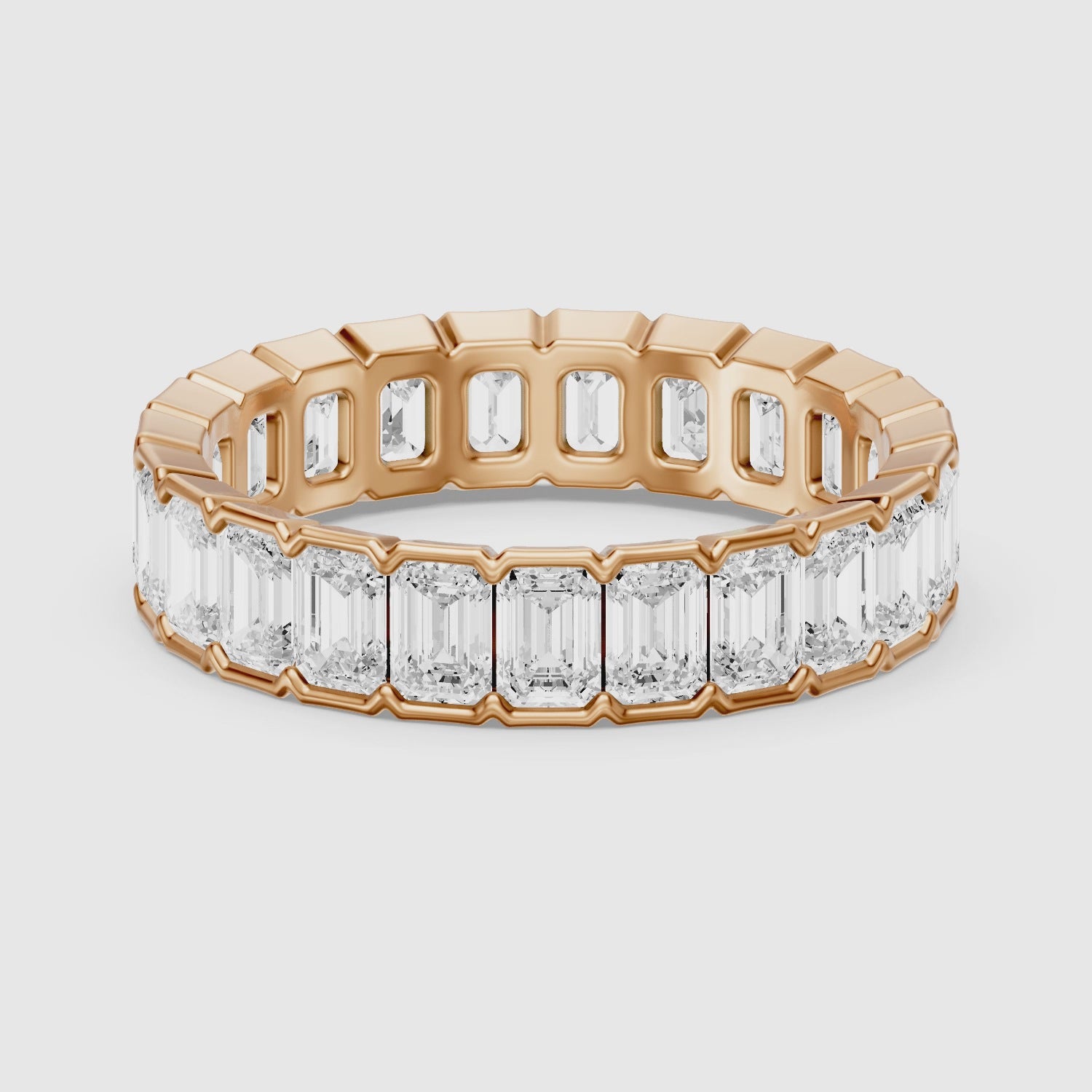 Load video: Kendall Bold Emerald Cut Lab Grown Diamond Eternity Wedding Band