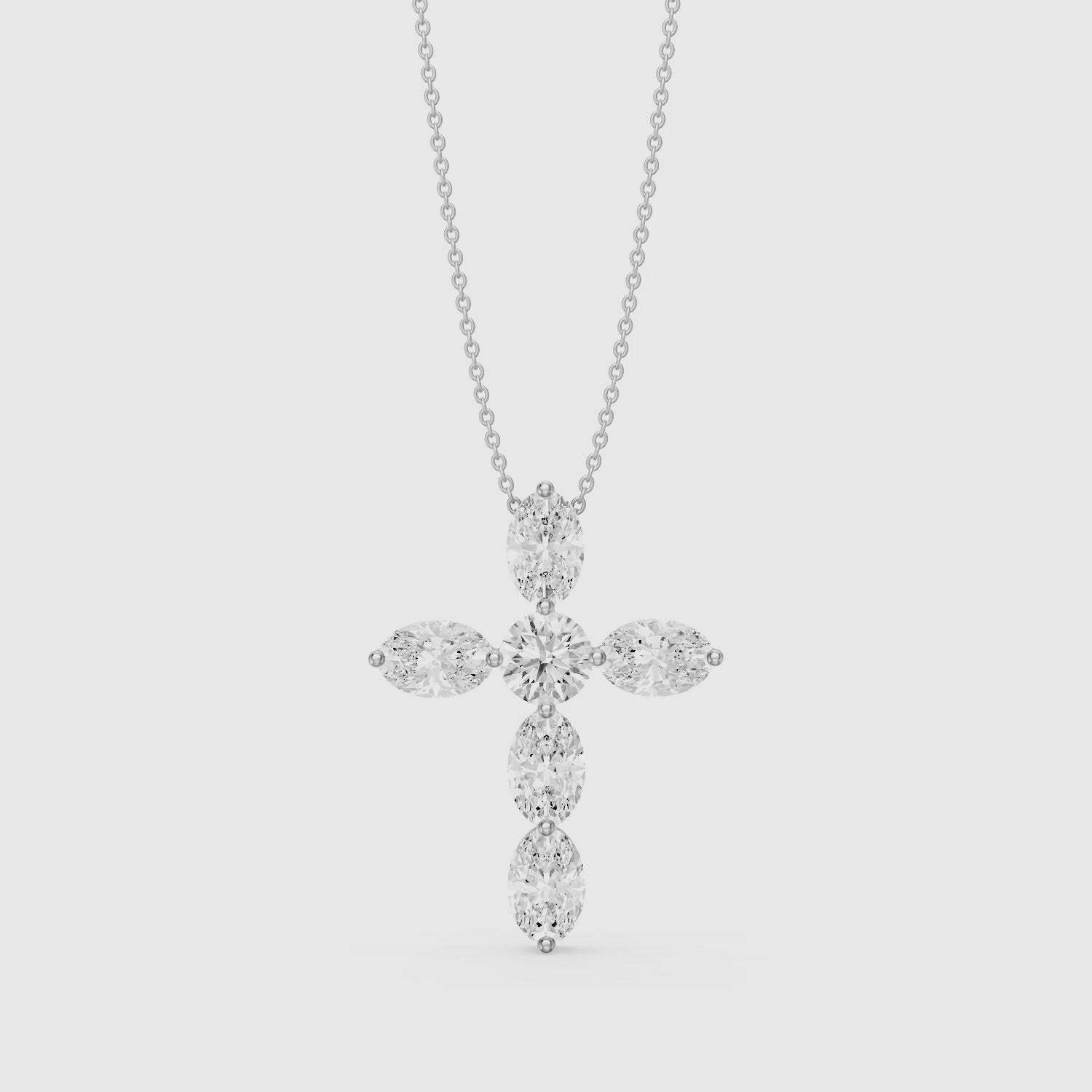 Load video: Petra Oval Lab Grown Diamond Cross Pendant