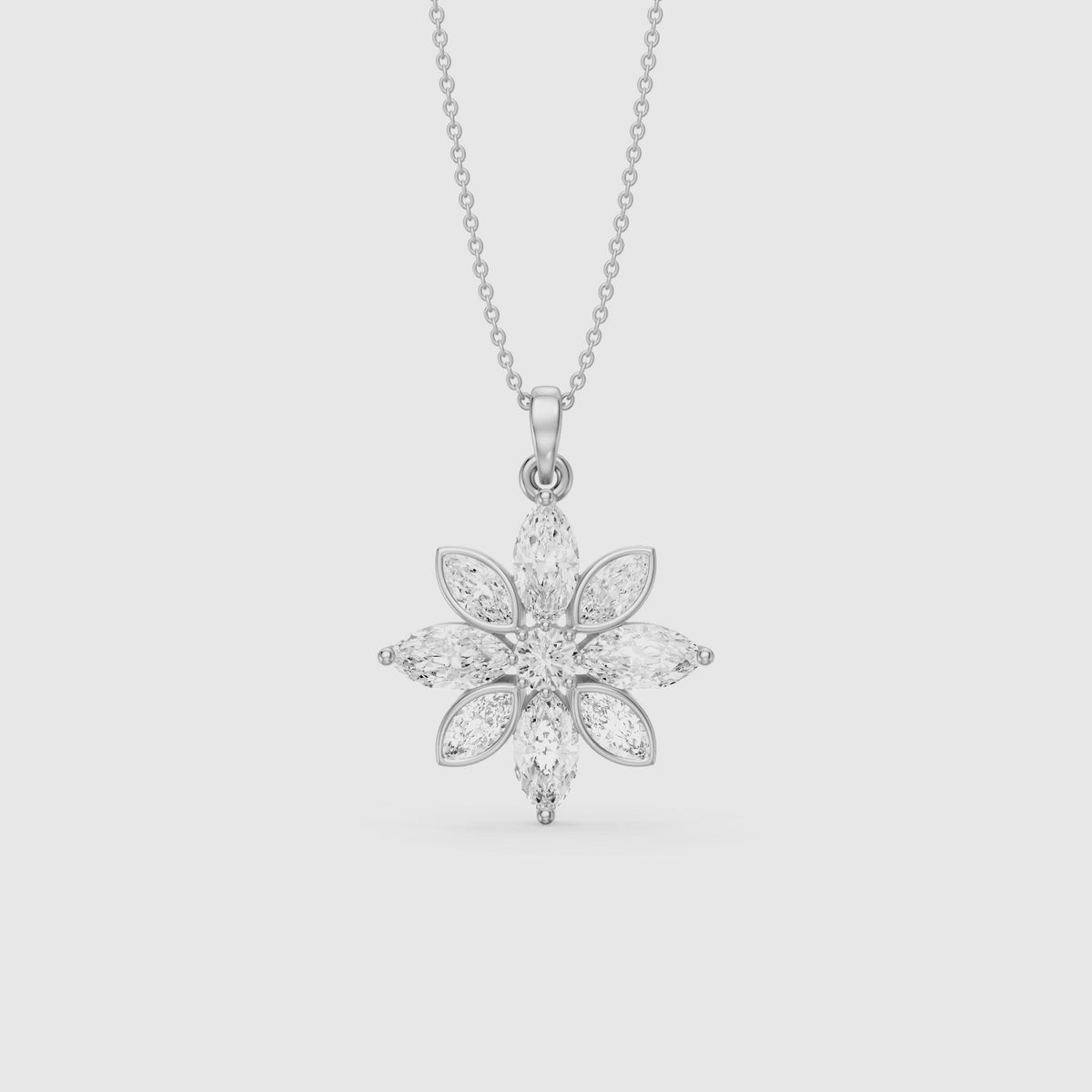 Load video: Kira Marquise Cut Lab Grown Diamond Flower Pendant