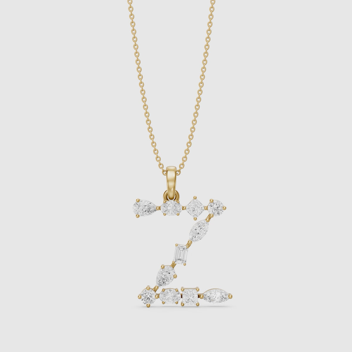 Load video: Floriane Multi Shape Lab Grown Diamond Initial Z Pendant