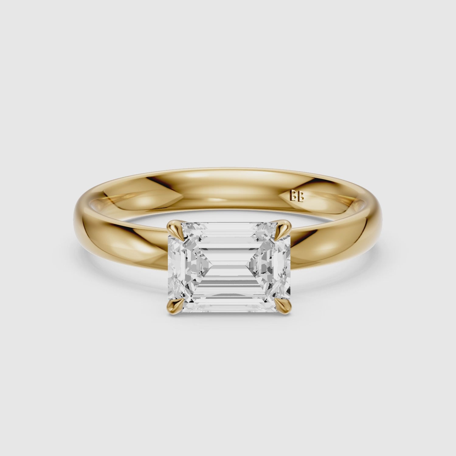 Load video: Blakely Emerald Cut East West Solitaire Lab Grown Diamond Ring