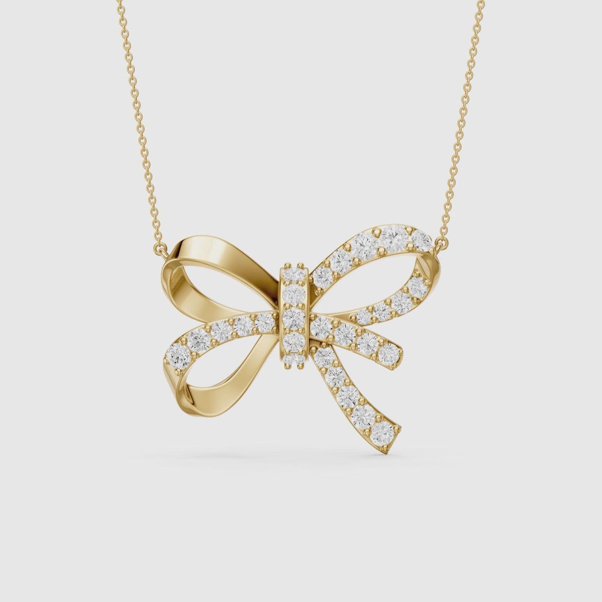 Load video: Colette Round Lab Grown Diamond Bow Pendant