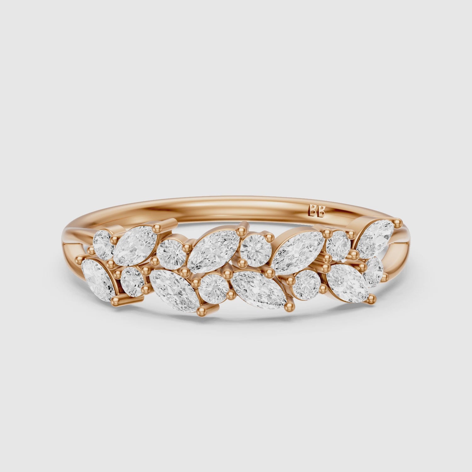 Load video: Angelina Marquise Cluster Lab Grown Diamond Anniversary Band