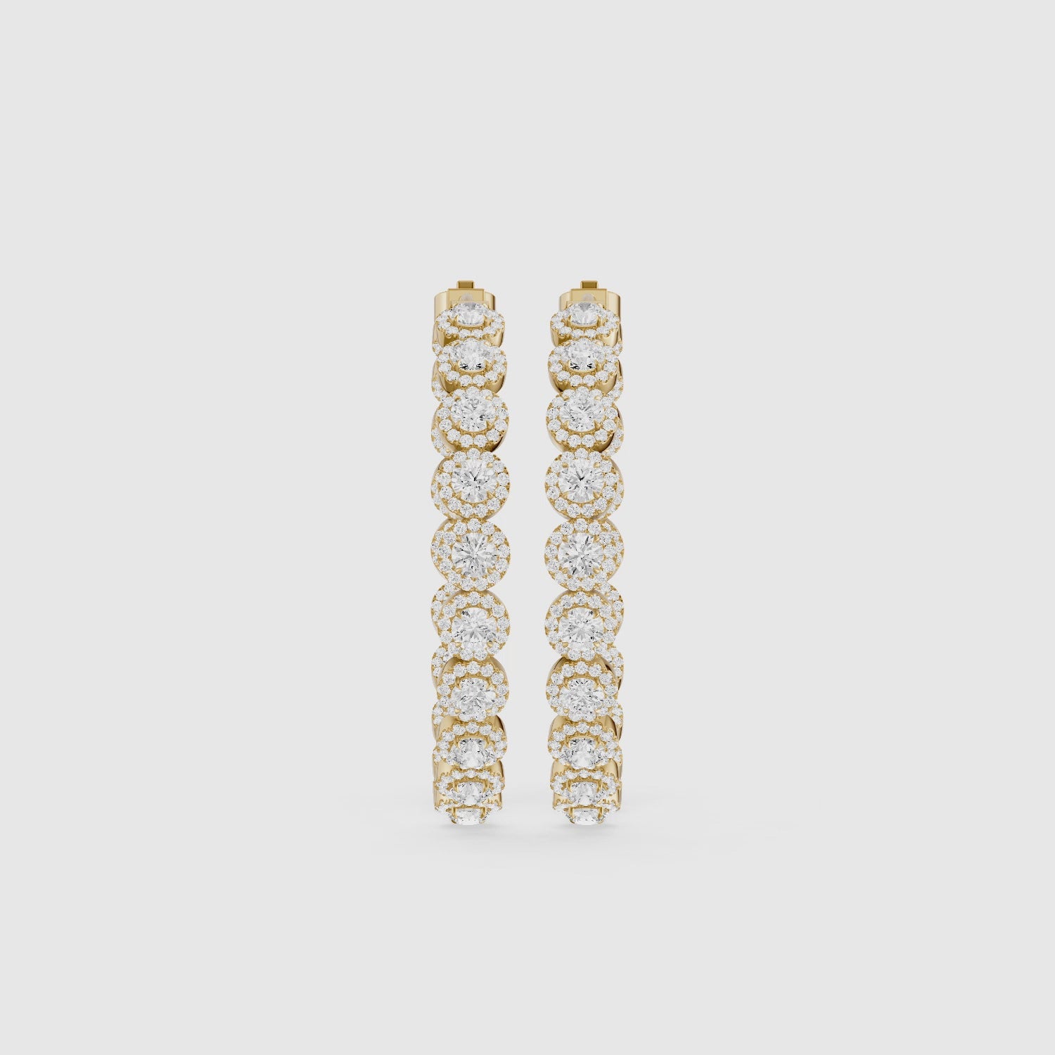 Load video: Belen Round Lab Grown Diamond Halo Hoop Earrings