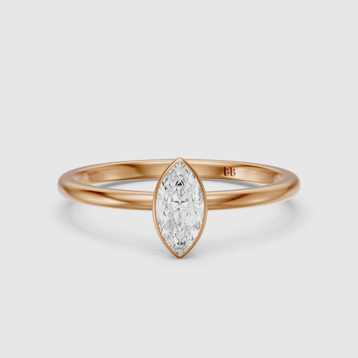 Load video: Jazmin Marquise Cut Bezel Set Solitaire Lab Grown Diamond Ring