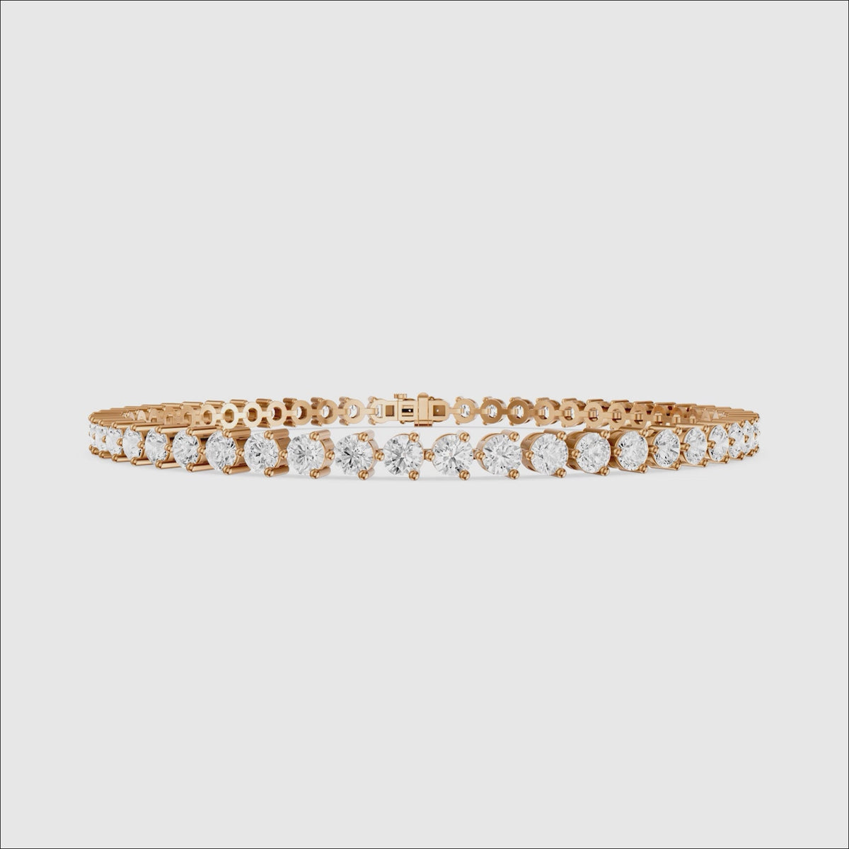 Load video: Alice Round Cut Lab Grown Diamond Three Prong Tennis Bracelet