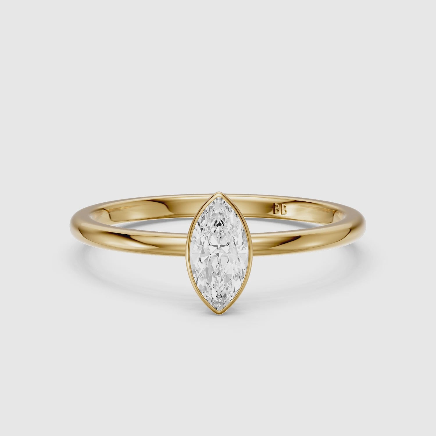 Load video: Jazmin Marquise Cut Bezel Set Solitaire Lab Grown Diamond Ring