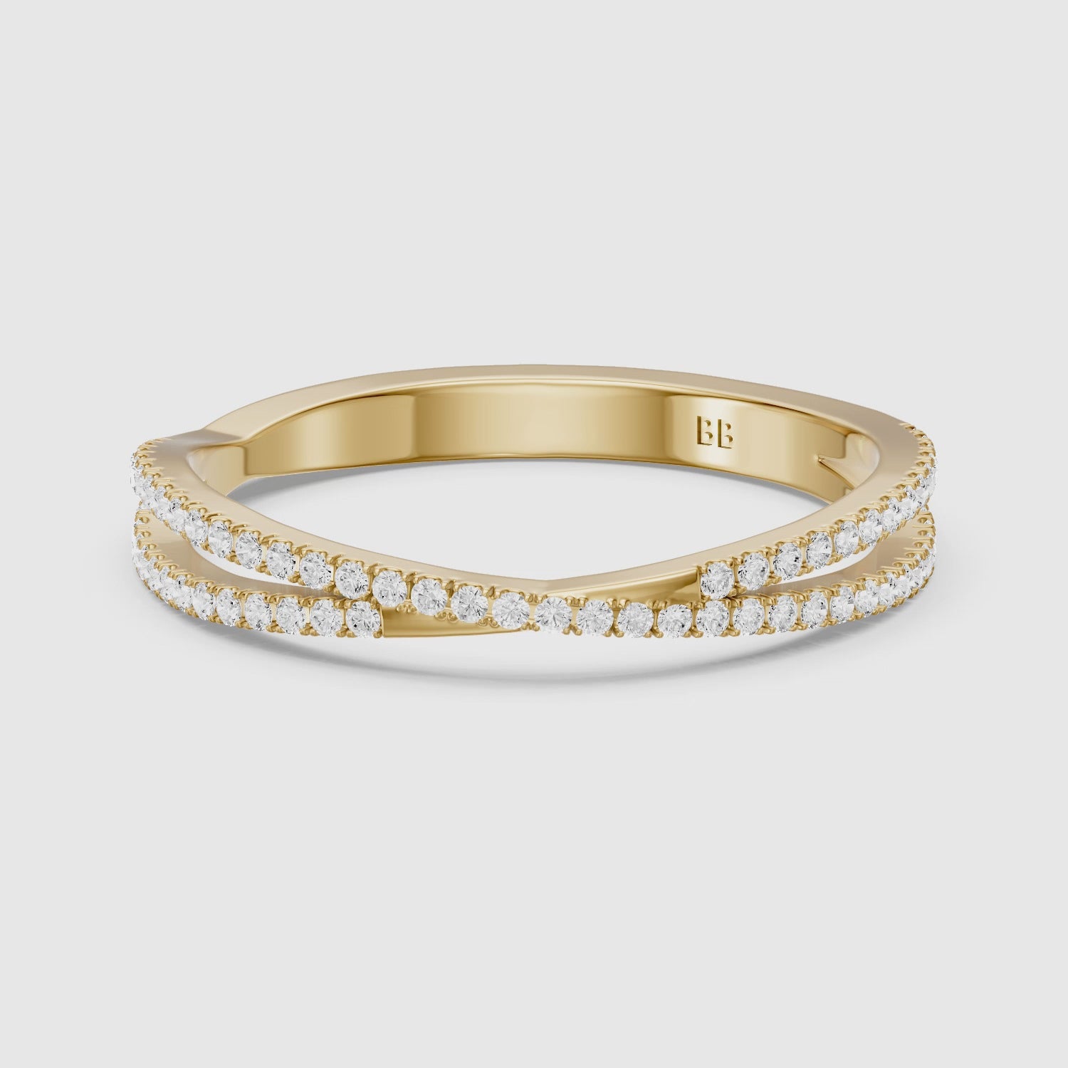 Load video: Lyra Crossover Pavé Lab Grown Diamond Wedding Band