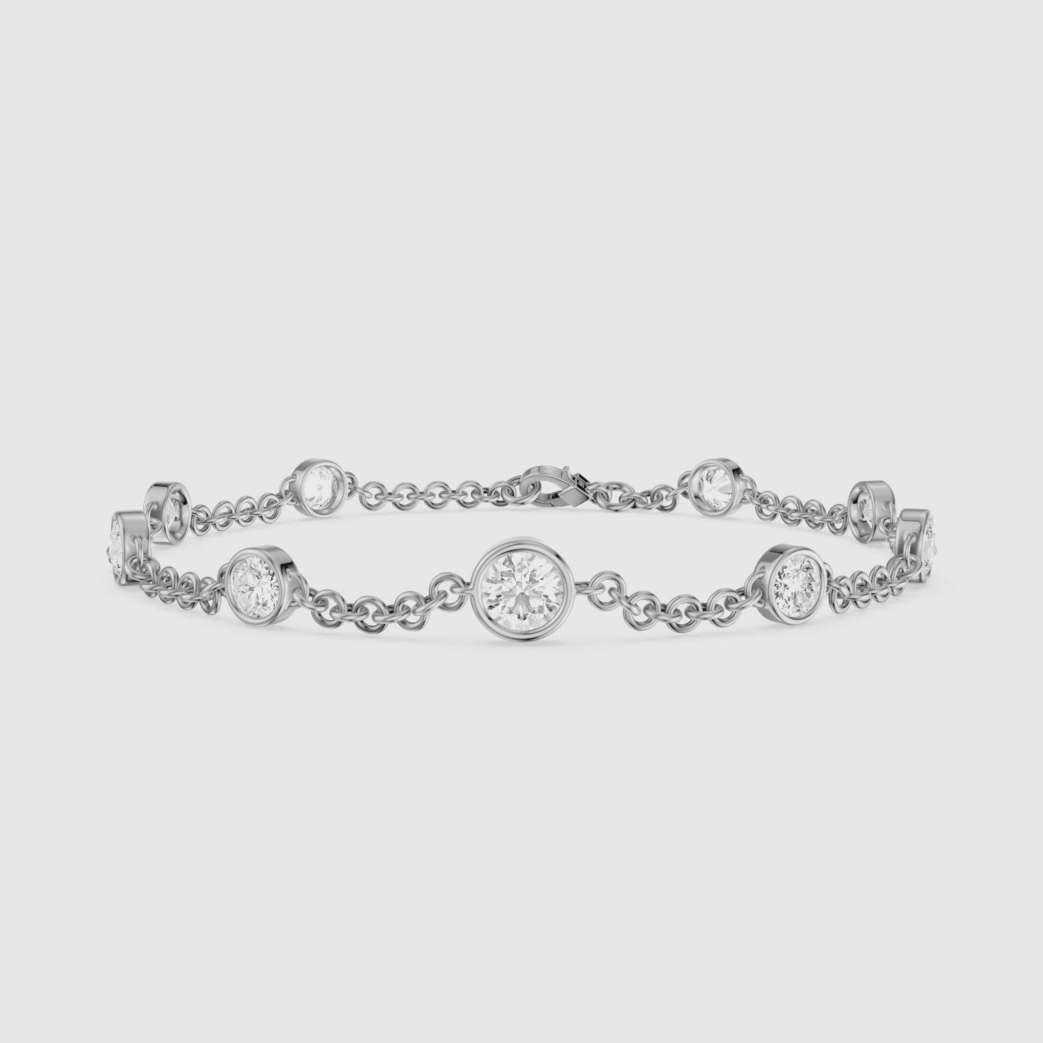 Load video: Janine Round Bezel Lab Grown Diamond Station Bracelet