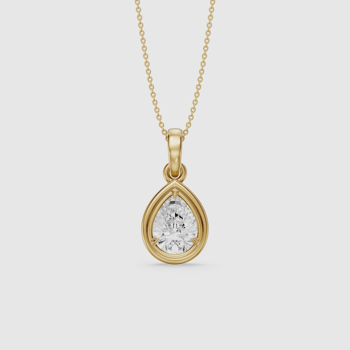 Load video: Shirley Double Bezel with Prong Set Pear Lab Grown Diamond Pendant