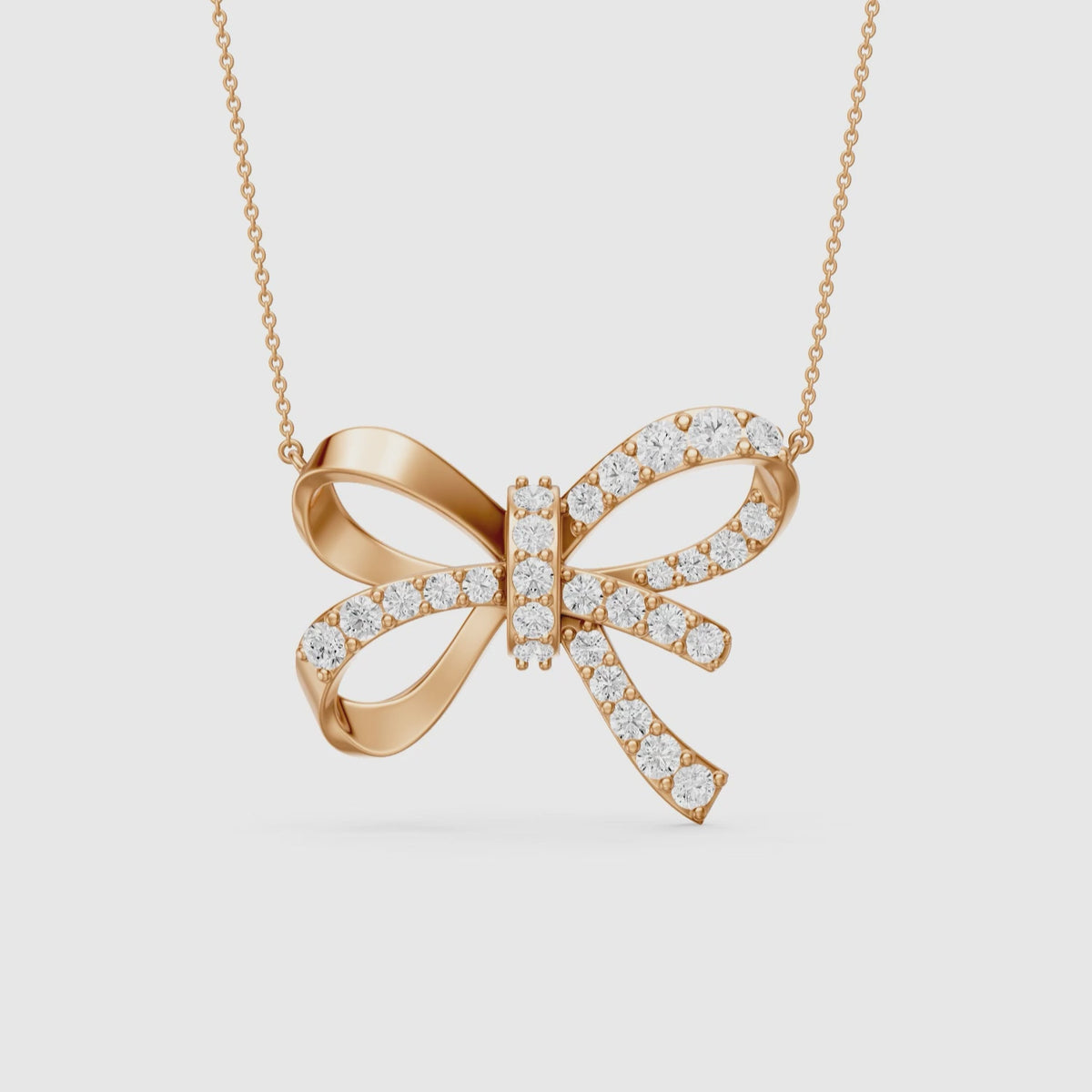 Load video: Colette Round Lab Grown Diamond Bow Pendant