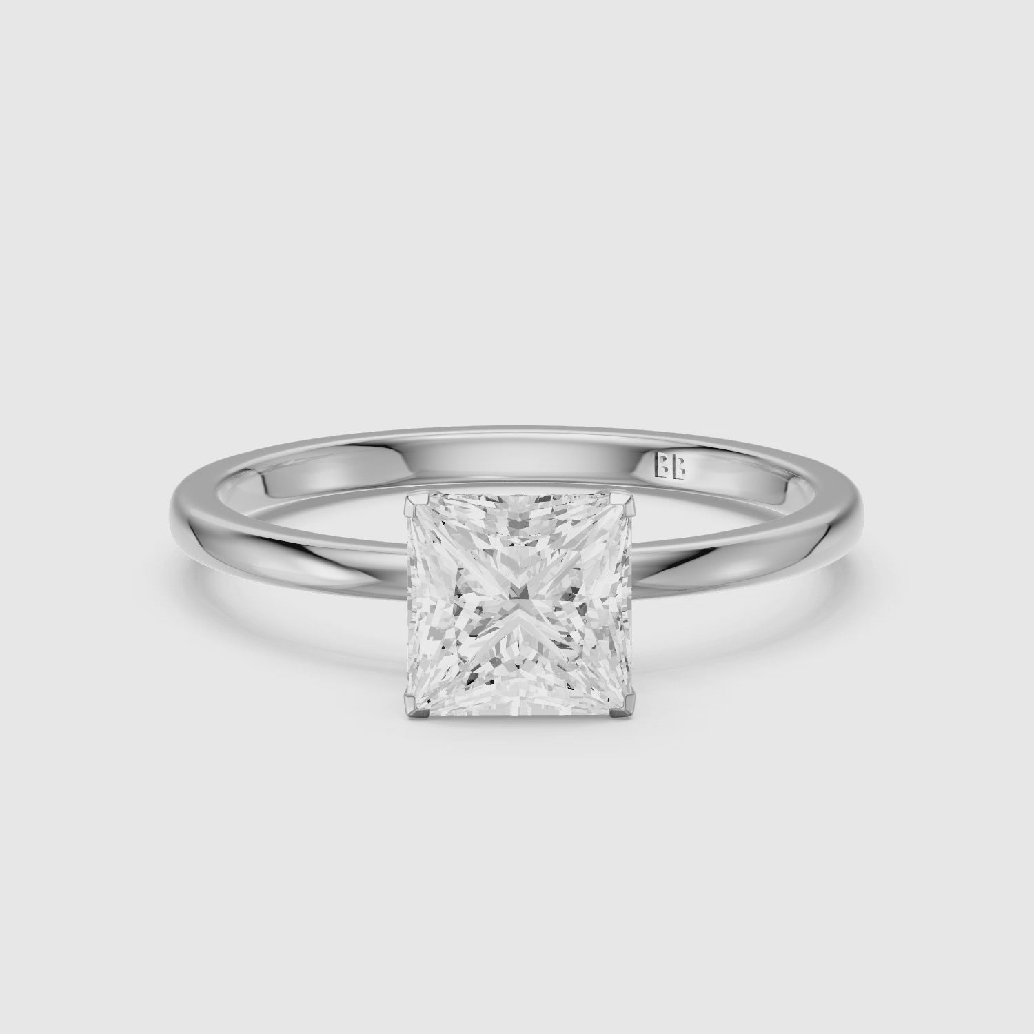 Load video: Sutton Princess Cut Low Profile Solitaire Lab Grown Diamond Ring