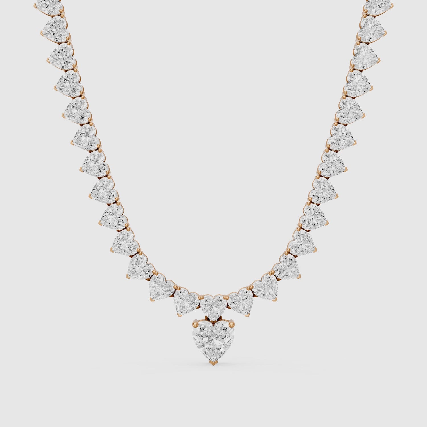 Load video: Maeve Graduated Heart Lab Grown Diamond Drop Necklace
