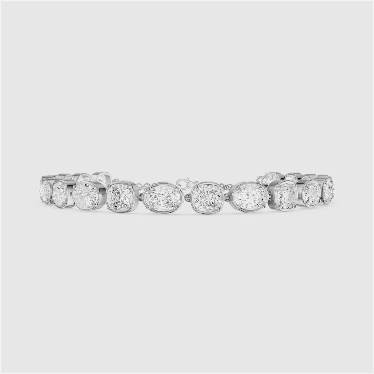 Load video: Jeren Cushion and Oval Shape Lab Grown Diamond Tennis Bracelet